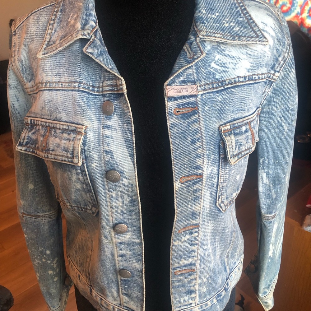 Light Blue Distressed Denim Jacket size small women’s